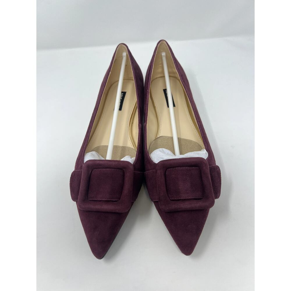 Nine West Women's 9.5M Jesike Burgundy Suede Buckle Flats - Picture 3 of 9